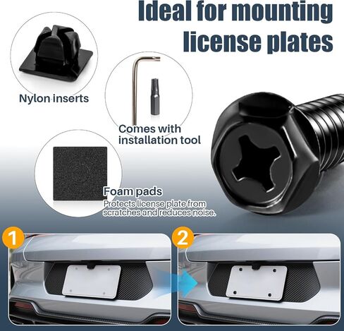 Black Anti-Theft License Plate-Screws Kit - License Plate Bolts with Rustproof Finish Stainless Steel Screws Fasteners for Front and Rear Car Tag Mount on Domestic Cars, Trucks, SUVs in Saudi Arabia