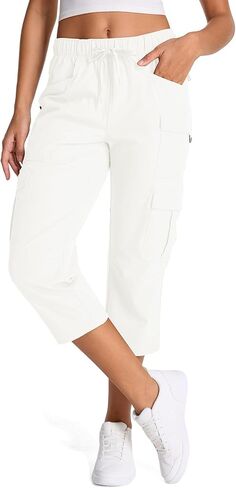 كابريس المرأة مع الجيوب تمتد شورتات المشي لمسافات طويلة شروط جافة مرنة الطول in Kuwait