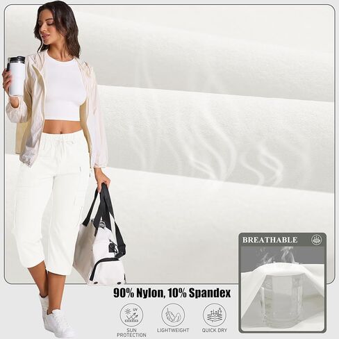 كابريس المرأة مع الجيوب تمتد شورتات المشي لمسافات طويلة شروط جافة مرنة الطول in Kuwait