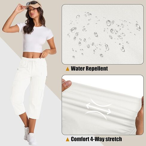 كابريس المرأة مع الجيوب تمتد شورتات المشي لمسافات طويلة شروط جافة مرنة الطول in Kuwait