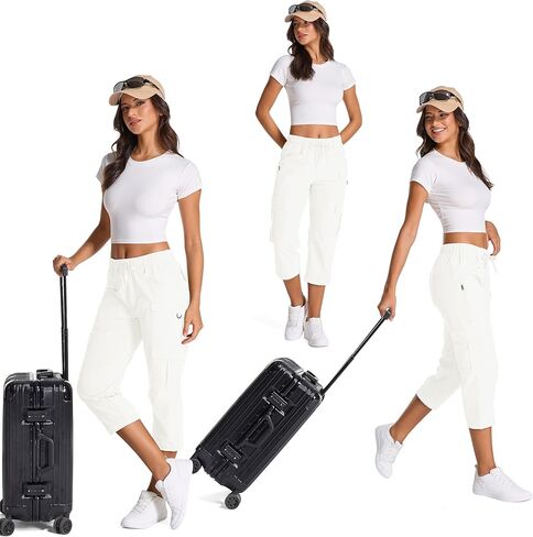 كابريس المرأة مع الجيوب تمتد شورتات المشي لمسافات طويلة شروط جافة مرنة الطول in Kuwait