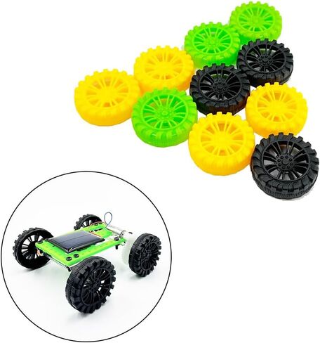 30PCS Toy Car Wheels 2mm Dia Shaft Plastic Wheels with 15PCS Shaft Round Rod Axles for RC Car Truck Robot DIY Model Toy Accessories Parts (Black) in Kuwait