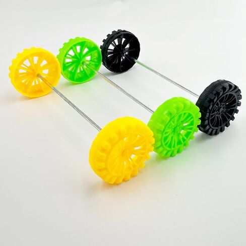 30PCS Toy Car Wheels 2mm Dia Shaft Plastic Wheels with 15PCS Shaft Round Rod Axles for RC Car Truck Robot DIY Model Toy Accessories Parts (Black) in Kuwait