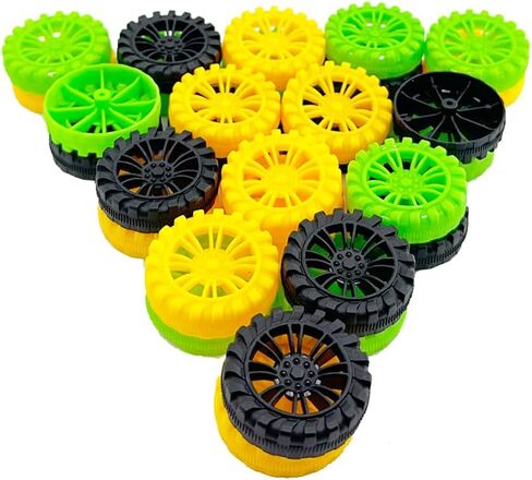 30PCS Toy Car Wheels 2mm Dia Shaft Plastic Wheels with 15PCS Shaft Round Rod Axles for RC Car Truck Robot DIY Model Toy Accessories Parts (Black) in Kuwait