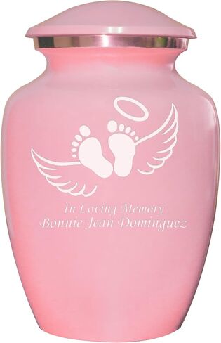 Pink Infant Cremation Urns, Urn for Cats, Dogs, Artwork Cremation Urn, Ash Urns with Personalized Engraving (Footprint) in Saudi Arabia