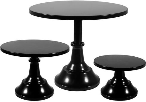 طقم حامل كعك معدني من 3 قطع مقاس 8/10/12 بوصة لعرض طاولة الحلوى مثالي لحفلات استقبال المولود الجديد وحفلات الزفاف وأعياد الميلاد (ذهبي) in Kuwait