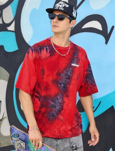 Tie Dye Shirt for Men Short Sleeve Crew Neck Tie-dye T Shirt Stylish Comfy Cotton Unisex Summer Tops in Saudi Arabia