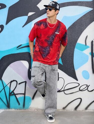 Tie Dye Shirt for Men Short Sleeve Crew Neck Tie-dye T Shirt Stylish Comfy Cotton Unisex Summer Tops in Saudi Arabia