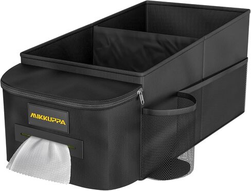Mikkuppa Car Seat Organizer - منظم الراكب الأمامي والركاب الخلفي مع صندوق الأنسجة وحامل الكأس ، صندوق تخزين مقعد السيارة مع جيوب شبكية ، أساسيات رحلة على الطريق للأطفال in Kuwait