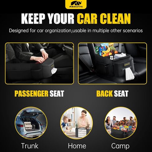 Mikkuppa Car Seat Organizer - منظم الراكب الأمامي والركاب الخلفي مع صندوق الأنسجة وحامل الكأس ، صندوق تخزين مقعد السيارة مع جيوب شبكية ، أساسيات رحلة على الطريق للأطفال in Kuwait