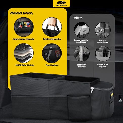 Mikkuppa Car Seat Organizer - منظم الراكب الأمامي والركاب الخلفي مع صندوق الأنسجة وحامل الكأس ، صندوق تخزين مقعد السيارة مع جيوب شبكية ، أساسيات رحلة على الطريق للأطفال in Kuwait