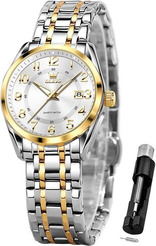 OLEVS Womens Watches Classic Dress Quartz Female Wristwatch Ladies Stainless Steel Waterproof Luminous Date Easy Read Watch for Lady in Saudi Arabia