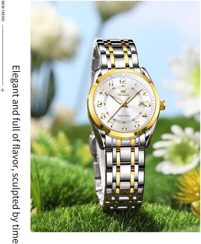 OLEVS Womens Watches Classic Dress Quartz Female Wristwatch Ladies Stainless Steel Waterproof Luminous Date Easy Read Watch for Lady in Saudi Arabia