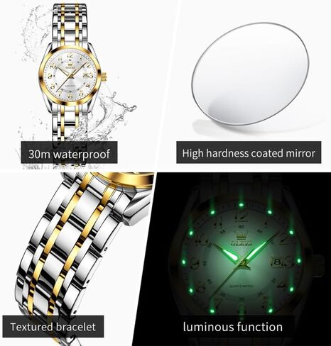OLEVS Womens Watches Classic Dress Quartz Female Wristwatch Ladies Stainless Steel Waterproof Luminous Date Easy Read Watch for Lady in Saudi Arabia