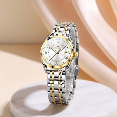 OLEVS Womens Watches Classic Dress Quartz Female Wristwatch Ladies Stainless Steel Waterproof Luminous Date Easy Read Watch for Lady in Saudi Arabia