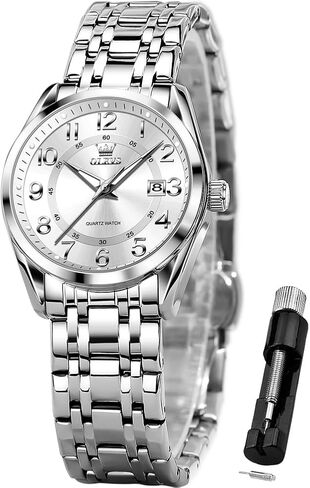 OLEVS Womens Watches Classic Dress Quartz Female Wristwatch Ladies Stainless Steel Waterproof Luminous Date Easy Read Watch for Lady in Saudi Arabia