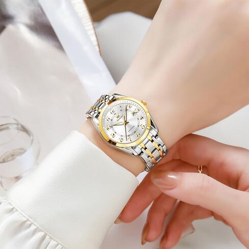 OLEVS Womens Watches Classic Dress Quartz Female Wristwatch Ladies Stainless Steel Waterproof Luminous Date Easy Read Watch for Lady in Saudi Arabia