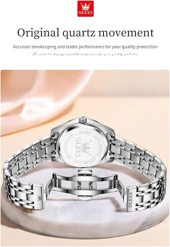 OLEVS Womens Watches Classic Dress Quartz Female Wristwatch Ladies Stainless Steel Waterproof Luminous Date Easy Read Watch for Lady in Saudi Arabia