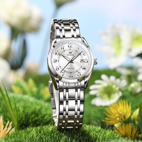 OLEVS Womens Watches Classic Dress Quartz Female Wristwatch Ladies Stainless Steel Waterproof Luminous Date Easy Read Watch for Lady in Saudi Arabia