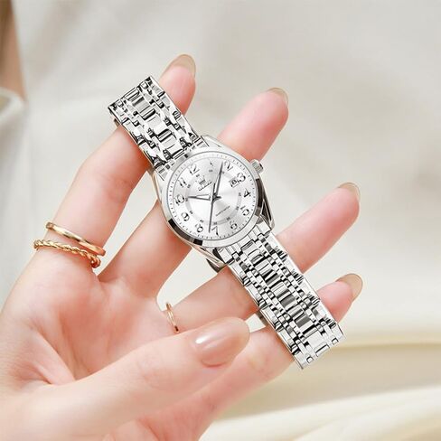 OLEVS Womens Watches Classic Dress Quartz Female Wristwatch Ladies Stainless Steel Waterproof Luminous Date Easy Read Watch for Lady in Saudi Arabia