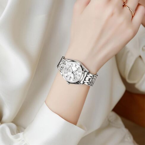 OLEVS Womens Watches Classic Dress Quartz Female Wristwatch Ladies Stainless Steel Waterproof Luminous Date Easy Read Watch for Lady in Saudi Arabia