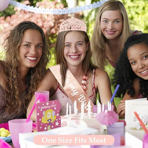 CUBACO Happy Birthday Tiara and Crown with Sash Its my Birthday Tiara for Women Girls Accessories for Women Beach Party Decorations Gold in Kuwait