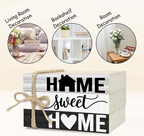 Decorative Books for Home Decor, Rustic Wood Book Stack for Table Decor, Home Sweet Home Decor Books for Living Room Bookshelf, Farmhouse Stacked Books Decor (L10) in Saudi Arabia