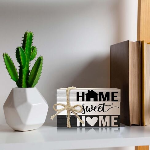 Decorative Books for Home Decor, Rustic Wood Book Stack for Table Decor, Home Sweet Home Decor Books for Living Room Bookshelf, Farmhouse Stacked Books Decor (L10) in Saudi Arabia