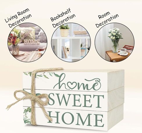 Decorative Books for Home Decor, Rustic Wood Book Stack for Table Decor, Home Sweet Home Decor Books for Living Room Bookshelf, Farmhouse Stacked Books Decor (L10) in Saudi Arabia