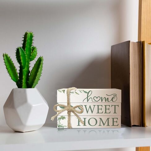 Decorative Books for Home Decor, Rustic Wood Book Stack for Table Decor, Home Sweet Home Decor Books for Living Room Bookshelf, Farmhouse Stacked Books Decor (L10) in Saudi Arabia
