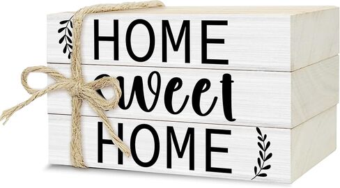 Decorative Books for Home Decor, Rustic Wood Book Stack for Table Decor, Home Sweet Home Decor Books for Living Room Bookshelf, Farmhouse Stacked Books Decor (L10) in Saudi Arabia