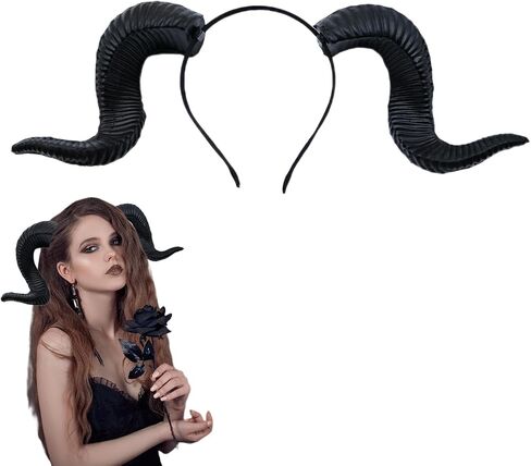 Halloween Sheep Horn Headband Gothic Devil Sheep Horns Headband Cosplay Headwear for Halloween Costume Party in Saudi Arabia