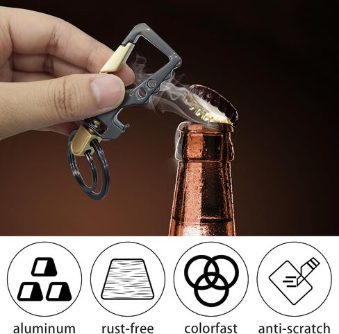 2 PCS Key Chain, Carabiner Clip Car Key Chains, Heavy Duty Tactical Key Chain with Bottle Opener and 2 Key Rings for Men and Women (Black and Silve) in Saudi Arabia