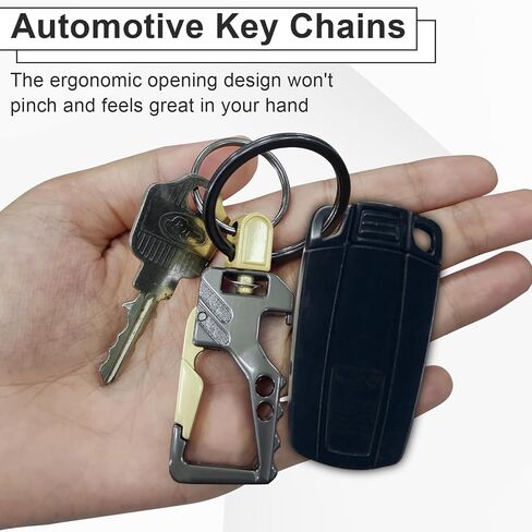 2 PCS Key Chain, Carabiner Clip Car Key Chains, Heavy Duty Tactical Key Chain with Bottle Opener and 2 Key Rings for Men and Women (Black and Silve) in Saudi Arabia