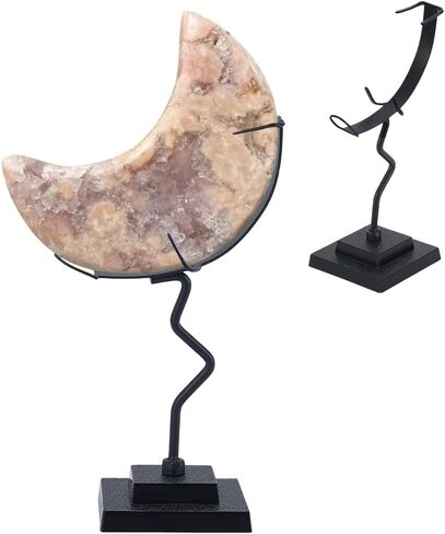 AHANDMAKER Crystal Ball Holder, Moon Shaped Small Crystal Display Stand Alloy Sphere Display Holder for Gemstones Geodes Mineral Agate Home Office Decor, 3.54x1.97x4.92 inch, Black in Saudi Arabia