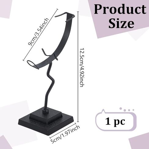 AHANDMAKER Crystal Ball Holder, Moon Shaped Small Crystal Display Stand Alloy Sphere Display Holder for Gemstones Geodes Mineral Agate Home Office Decor, 3.54x1.97x4.92 inch, Black in Saudi Arabia