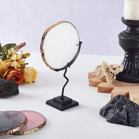 AHANDMAKER Crystal Ball Holder, Moon Shaped Small Crystal Display Stand Alloy Sphere Display Holder for Gemstones Geodes Mineral Agate Home Office Decor, 3.54x1.97x4.92 inch, Black in Saudi Arabia