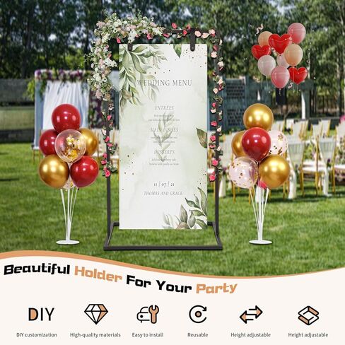 Wedding Welcome Sign Stand - 43" or 55" Heavy Duty Easel Stand for Sign with 4 Leather Strap, Welcome to Our Wedding Sign Holder Stand, Metal Floor Standing Easels for Signs, Poster (Black) in Kuwait