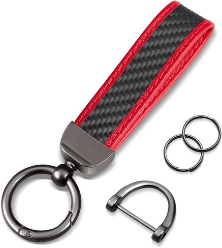 Real Carbon Fiber Car Keychain Minimalist Leather Edges Key Chain Holder Keychains Replacement Keychain Car Key Accessories in Kuwait