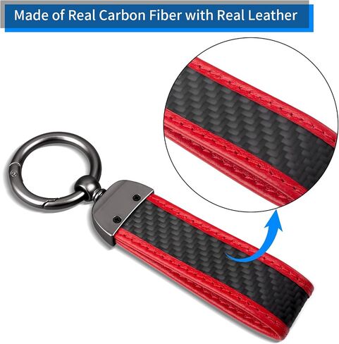 Real Carbon Fiber Car Keychain Minimalist Leather Edges Key Chain Holder Keychains Replacement Keychain Car Key Accessories in Kuwait