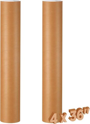 2 Pack 4 x 48 Inch Mailing Tubes 0.12" Thick Kraft Paper Poster Tube with Plastic Caps Shipping Tubes for Mailing Storing Rolled Goods Storage of Art Craft Document in Saudi Arabia
