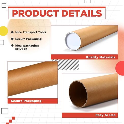 2 Pack 4 x 48 Inch Mailing Tubes 0.12" Thick Kraft Paper Poster Tube with Plastic Caps Shipping Tubes for Mailing Storing Rolled Goods Storage of Art Craft Document in Saudi Arabia