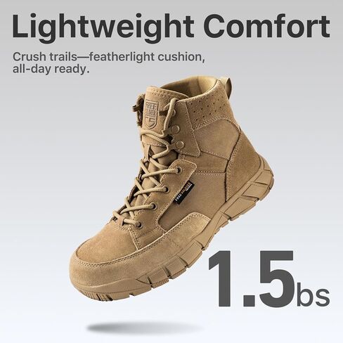 FREE SOLDIER Hiking Work Boots Men's Tactical Boots 6 Inches Lightweight Military Boots Breathable Outdoors Desert Boots in Kuwait