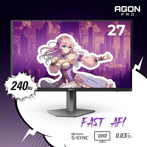AOC Q32G11ZNE 32" Frameless Gaming Monitor QHD 2560 x 1440, 240Hz, 0.5ms Response time, HDR Ready, Console Gaming Ready, 3-Year Zero Dead Pixel Guarantee, Black in Kuwait