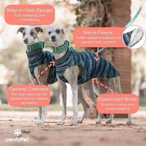 Acrylic Fleece Jumper for Greyhounds: Style, Warmth, and Comfort - Elegant Design Cold Protection - Ideal for Sighthounds - Ethnic, L in Kuwait
