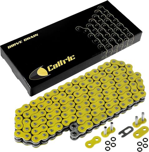 Caltric Yellow 530-Pitch 120-Links O-Ring Carn متوافقة مع ATV/UTV/Quad/Side X Side/Motorbike/Dirtbike/مع برشام ومقطع على الروابط الرئيسية in Saudi Arabia