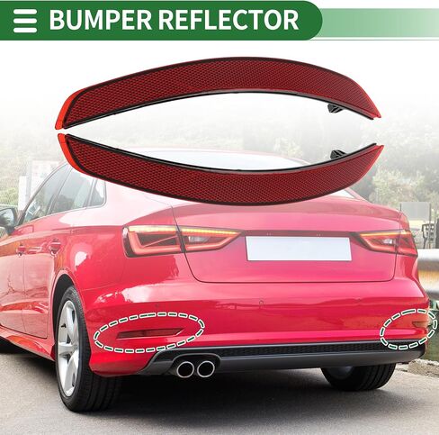 Motoforti Bumper Reflector Bumper Reflector Side Marker for Audi A3 2014-2016 Rear Plastic No.8VD945105/8V5945105A/8VD945106/8V5945106A Red Durable in Saudi Arabia