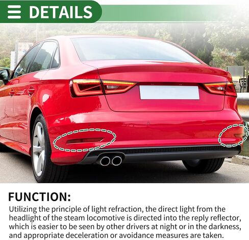 Motoforti Bumper Reflector Bumper Reflector Side Marker for Audi A3 2014-2016 Rear Plastic No.8VD945105/8V5945105A/8VD945106/8V5945106A Red Durable in Saudi Arabia