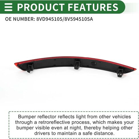 Motoforti Bumper Reflector Bumper Reflector Side Marker for Audi A3 2014-2016 Rear Plastic No.8VD945105/8V5945105A/8VD945106/8V5945106A Red Durable in Saudi Arabia