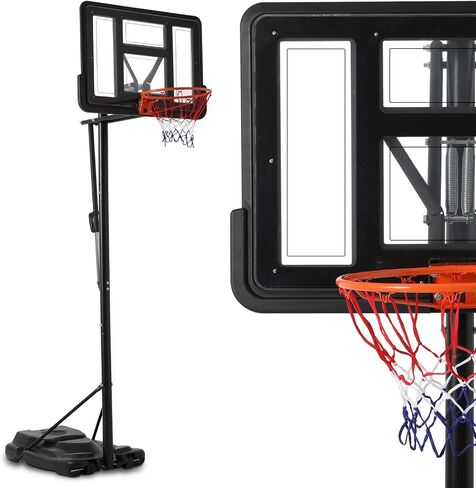 MoNiBloom Basketball Hoop Portable Height Adjustable Basketball Hoop Stand, 29" Backboard Basketball Goals Indoor Outdoor Garage, 5 to 7 Ft Adjustable Height Basketball Hoop for Youth Use, Black in Saudi Arabia
